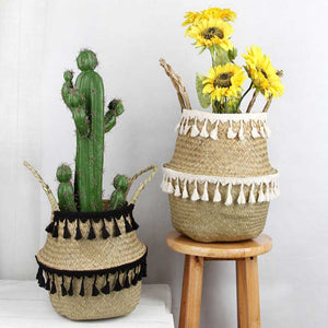seagrass basket with tassels