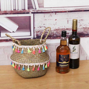 seagrass basket with tassels