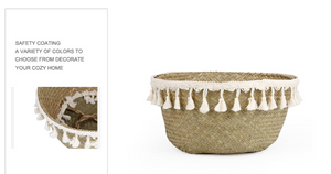 seagrass basket with tassels